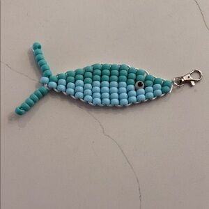 Beaded Fish Tote Charm - Turquoise and SeaFoam Green